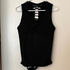 Black Sleeveless Tank with Ladder Back Detail